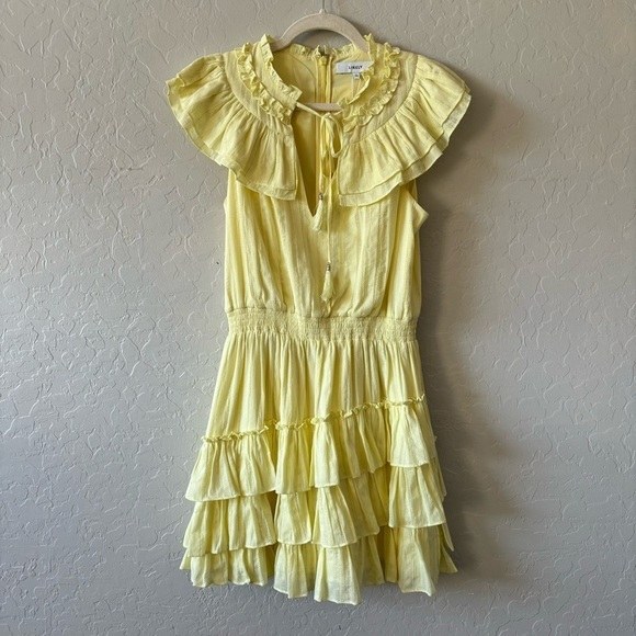 REVOLVE Likely Giordona Butter Yellow A-Line Ruffle Mini Dress Size 2 Coquette - Picture 4 of 12